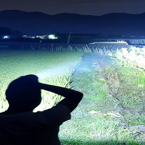 Vista 7 de Linterna frontal recargable de 90000 lúmenes, lámpara de cabeza ultra brillante, luz de casco duro con zoom, IPX54, accesorios de campamento, 6