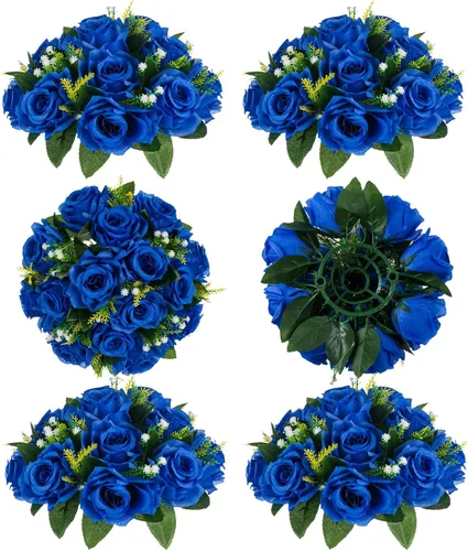 Vista 28 de BLOSMON Bolas de Flores para Bodas, Centros de Mesa de Rosas, 2 Piezas, Flores Artificiales Negras, Bolas Florales Colgantes, Decoración de Arreglos