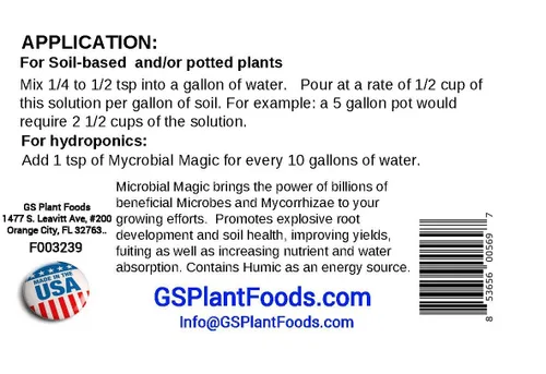 Vista 3 de GS Plant Foods - Estimulador de raíz micorrízica - MYCROBIAL Magic Root Enhancer para plantas Uso: paquete de 16 onzas. 4 especies de micorrizas