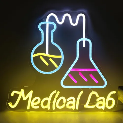 Vista 11 de Letrero de neón de laboratorio científico, luces de neón para decoración de laboratorio de química, letreros de luz LED alimentados por USB