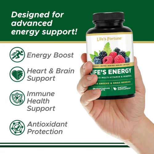 Vista 3 de Life's Energy Advanced - Multivitamínico diario avanzado para hombres y mujeres, suplemento energético y de apoyo inmunológico con súper verdes