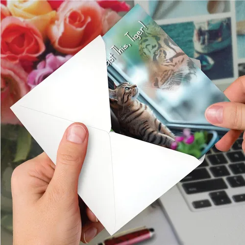 Vista 6 de NobleWorks Tarjeta de felicitación de amistad con sobre de 5 x 7 pulgadas (1 tarjeta) motivo, aspiraciones de buena suerte, gatito tigre C7076JFRG-UA