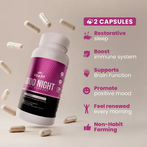 Vista 6 de Ayuda natural para dormir para adultos, suplemento para dormir, calma natural, melatonina con L-teanina, glicinato de magnesio, Ashwagandha, GABA