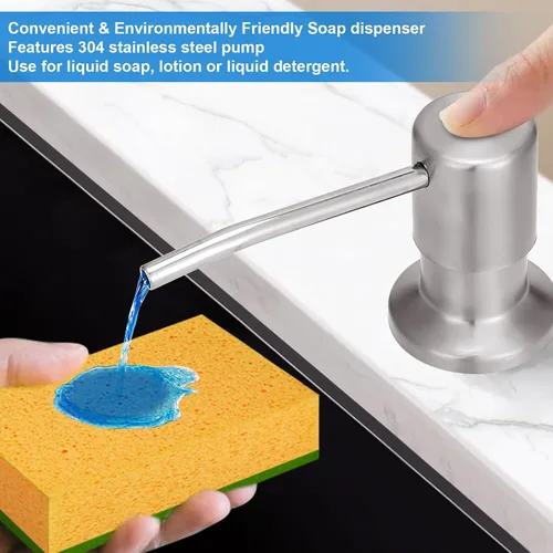 Vista 6 de Dispensador de jabón para fregadero integrado, dispensador de jabón para fregadero de cocina, dispensador de jabón inoxidable para fregadero