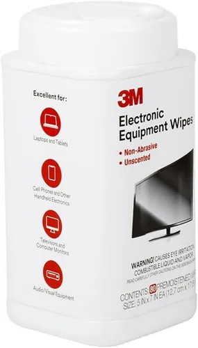 Vista 6 de 3M Toallitas de limpieza para equipos electrónicos, 1 capa, 5.5 x 6.75, sin perfume, blanco, 80bote