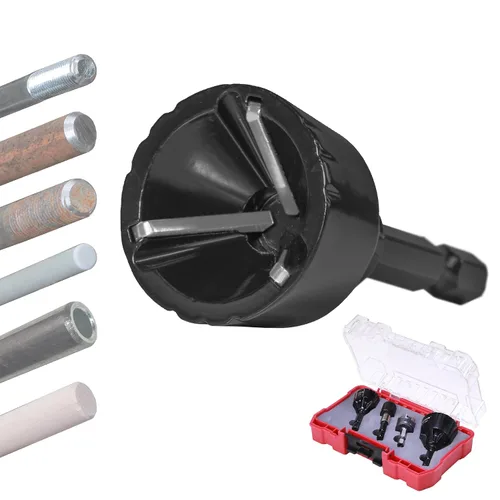Vista 10 de Punta de taladro para achaflanado de carburo de tungsteno 1/2" a 1-3/8" Uniburr, herramienta de reparación de rosca de perno para eliminar rebabas
