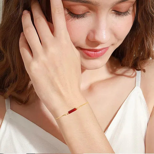 Vista 5 de Pulsera de cornalina cruda, pulsera ajustable, cristal, pulsera ajustable de oro