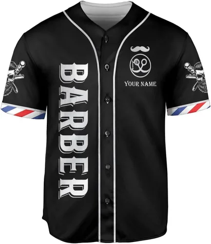 Vista 2 de Camiseta de béisbol de peluquería personalizada, peluquería béisbol Jersey Barber, herramientas de sombrero de peluquero para hombre de peluquero