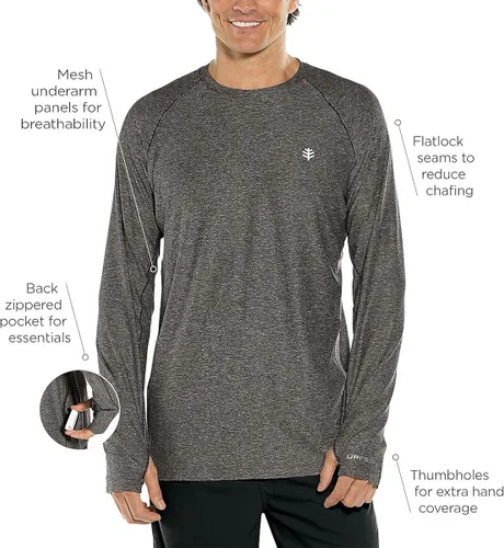 Vista 2 de Coolibar Camiseta de manga larga para hombre con protección solar UPF 50+ Agility