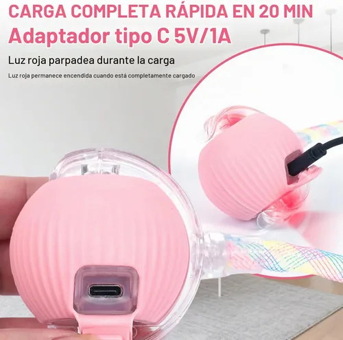 Vista 4 de Pelota interactiva para gatos, bolas rodantes inteligentes activas, juguetes automáticos para gatitos, con cola de malla elástica, recargable, bola