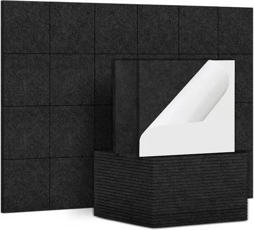 Vista 15 de TroyStudio 20 piezas de paneles acústicos autoadhesivos - Paneles absorbentes de sonido de 12 x 12 x 0.32 pulgadas, paneles de sonido decorativos