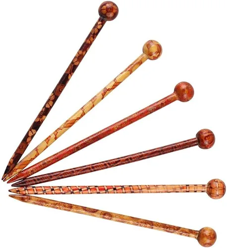 Vista 6 de 6 palillos de madera para el cabello, palillos japoneses para el cabello para mujer, hechos a mano, 5.1 in