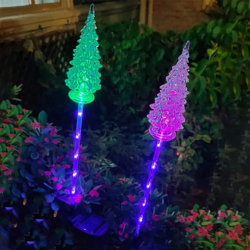 Vista 2 de Luces decorativas solares, luces de estaca de jardín impermeables para exteriores, luces solares para árbol de Navidad, 2 paquetes, luces LED