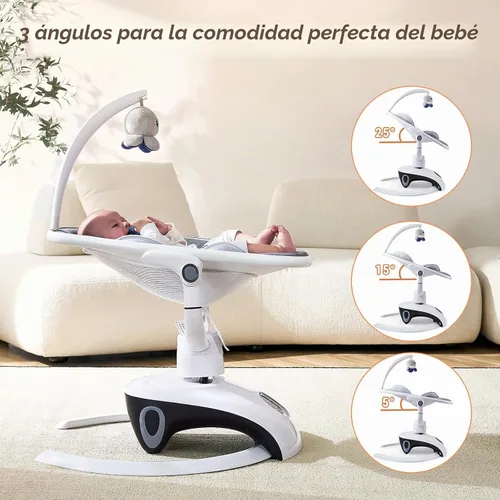 Vista 4 de VaVaSoo - Columpio eléctrico para bebés Mamroo 6 Motion Automatic Newborn para niña y niño regalo con control remoto, 5 velocidades, 13 melodías