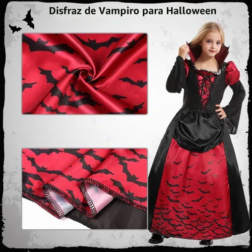Vista 5 de Disfraz de vampiro para niñas, vestido de vampiro real, disfraz