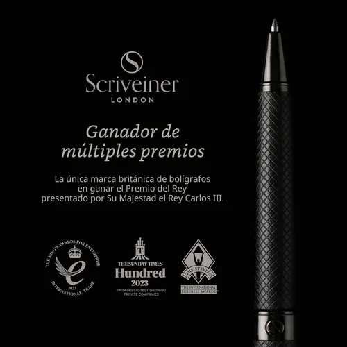 Vista 2 de Scriveiner Bolígrafo negro – Impresionante bolígrafo de lujo negro mate, repuesto Schmidt negro, el mejor juego de regalo para hombres y mujeres