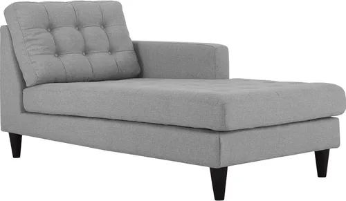 Vista 39 de Sofá esquinero Modway Empress, estilo de mediados de siglo, tapizado de tela en avena, Tela, Celeste