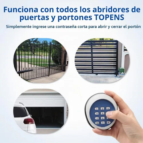 Vista 5 de TOPENS TKP3 - Teclado inalámbrico sin llave, panel de código digital, control de seguridad para abridor automático de puertas correderas de garaje