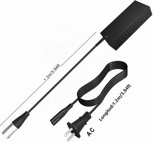 Vista 6 de Futurebatt Cargador de batería de bicicleta eléctrica Salida 42v 2a con conector XLR de 3 pines macho para 36 V Ebike adaptador de batería Cable