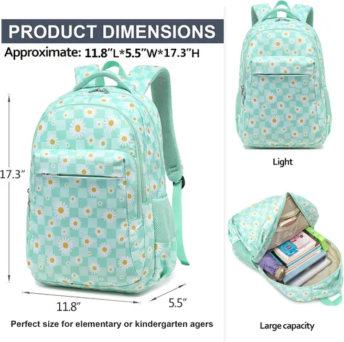 Vista 5 de Mochila escolar para niños con fiambrera para niñas, bolsa de libros, mochila escolar preescolar, jardín de infantes, mochila para niños pequeños