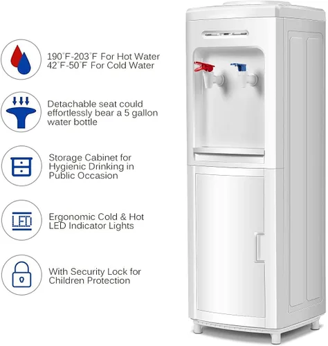Vista 3 de KOTEK Dispensador de agua para enfriadores de agua, dispensador de enfriador de agua de carga superior caliente y fría con capacidad para botellas