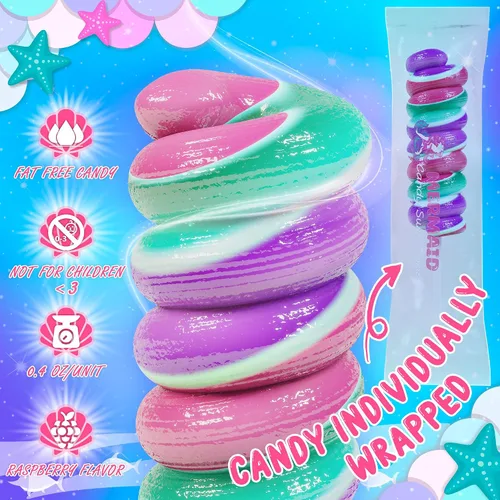 Vista 5 de Paletas de sirena, piruletas de remolino, caramelo de sirena para recuerdos de fiesta de sirenita y suministros de fiesta de sirena, chupones