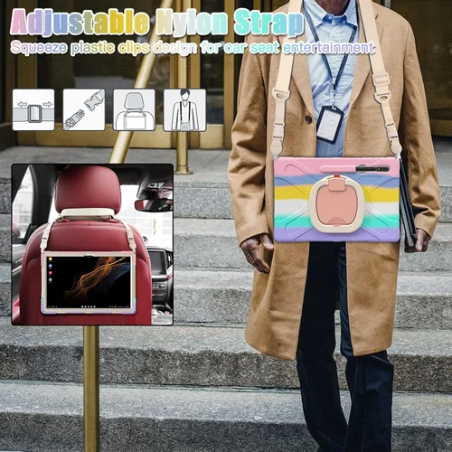 Vista 6 de Funda resistente para Galaxy Tab S10 Ultra 2024/S9 Ultra 2023/S8 Ultra 2022, funda híbrida resistente con soporte para S Pen, funda a prueba