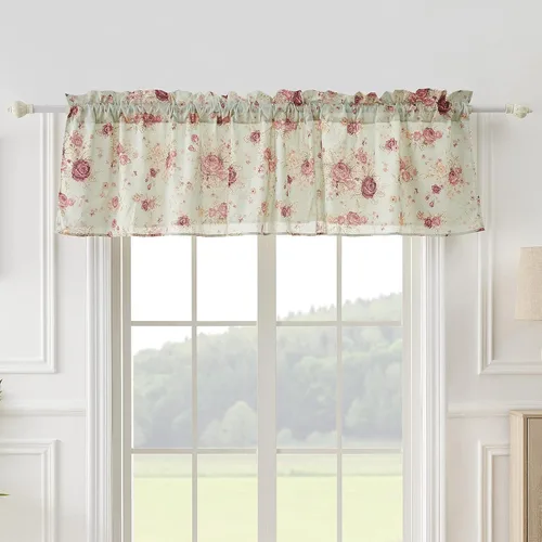 Vista 7 de Greenland Home Antique Rose - Tratamiento de ventana 100% algodón, par de paneles + cenefa, color azul