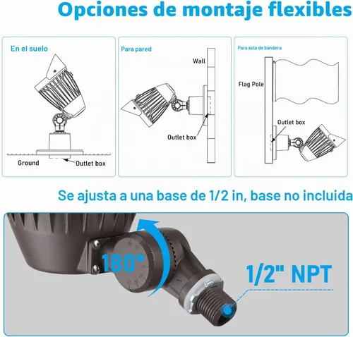 Vista 5 de LEONLITE - Luz de inundación LED de 5 CCT, 20 W/30 W/40 W, haz NEMA, del atardecer al amanecer