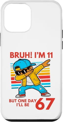 Vista 16 de Bruh I'm 11 But One-Day I'll Be 67 Retro 11th Birthday Kids Case for iPhone 17