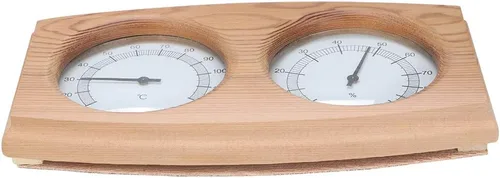 Vista 3 de Cosiki Termómetro de sauna, termómetro higrómetro de madera 2 en 1 para temperatura ambiente, higrómetro para sala de sauna, sala de vapor