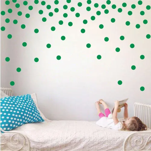 Vista 20 de Adhesivos decorativos de vinilo para pared, diseño de círculos de lunares, fácil de despegar y pegar, adhesivos decorativos extraíbles para Verde
