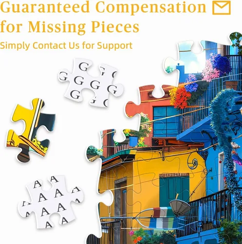 Vista 5 de Rompecabezas para adultos de 1000 piezas, colorida calle Italia, 27.6 x 19.7 pulgadas, alivio del estrés y desafío cognitivo, regalo ideal