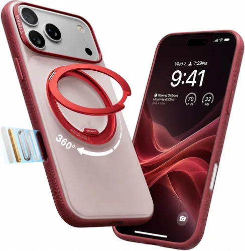 Vista 24 de TORRAS Funda con soporte magnético 360 para iPhone 18 Pro, O3 Fitness Borgoña
