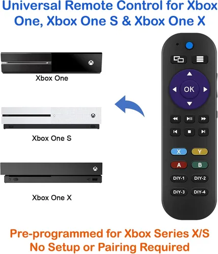 Vista 2 de Mando a distancia universal para Xbox One Xbox One S y Xbox One X el control remoto tiene 7 botones programables de aprendizaje para controlar todos