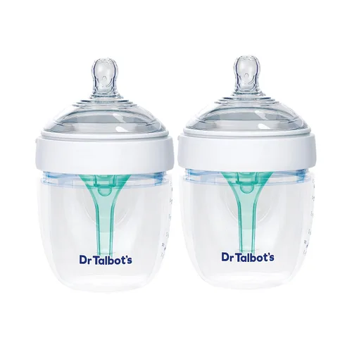 Vista 11 de Botella de silicona anticólicos Dr. Talbot's - 5 oz Sistema de ventilación avanzado, pezón flexible suave de flujo lento - Aqua Top