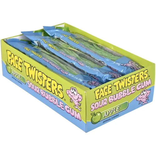 Vista 5 de Face Twisters Pajitas de goma de mascar ácidas, manzana verde, 2 onzas (paquete de 12)