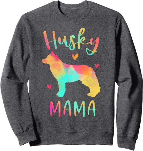 Vista 5 de Husky Mama - Sudadera colorida con diseño de husky siberiano, regalos para perros y mamá, Negro, S