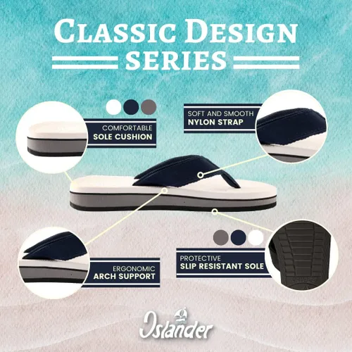 Vista 2 de Islander Sandalias clásicas para hombres y mujeres Cómodas sandalias de goma con soporte de arco y amortiguación suave, pantuflas casuales