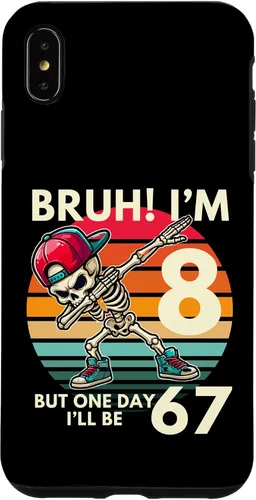 Vista 11 de Bruh I'm 8 But One-Day I'll Be 67 Retro 8th Birthday Kids Case for iPhone XR
