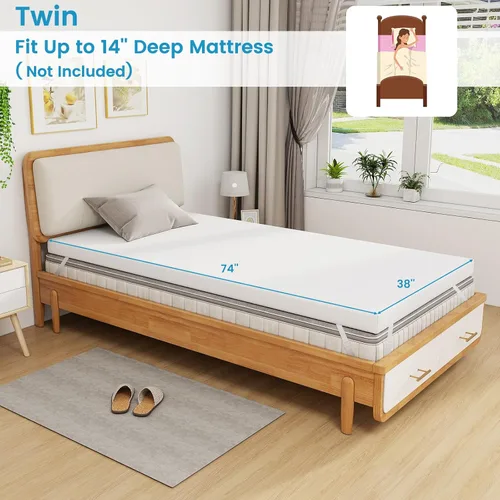 Vista 7 de Giantex Cubrecolchón de espuma viscoelástica individual de 3 pulgadas, cubrecolchón con infusión de gel refrescante con funda extraíble