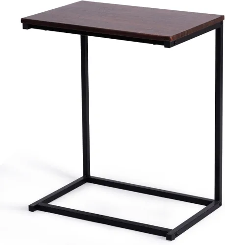 Vista 14 de GOFLAME C Shaped End Table, Small Couch Sofa Side Table, Industrial TV Trays, Narrow Compact Nightstand for Small Spaces, Living Room, Bedroom, Black
