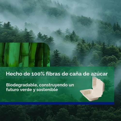 Vista 7 de Contenedores de alimentos para llevar con diseño de concha, [paquete de 75 unidades de 9 * 6 pulgadas], contenedores desechables para llevar, 100%