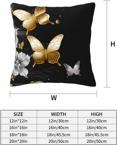 Vista 2 de Fundas de almohada decorativas de 18 x 18 pulgadas para sofá, fundas de almohada doradas y blancas negras, fundas de almohada cuadradas para sala