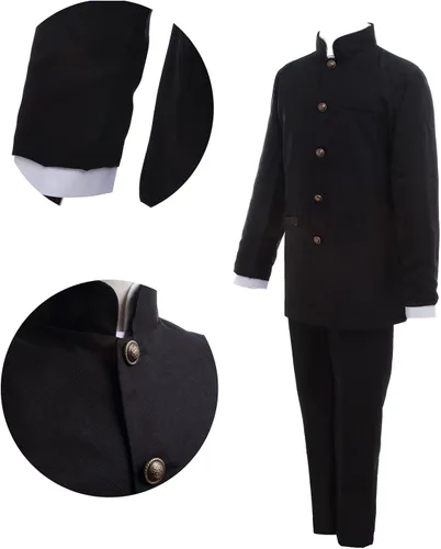 Vista 3 de rolecos Sakamoto alta escuela uniforme juegos negro Anime japonés disfraz de cosplay