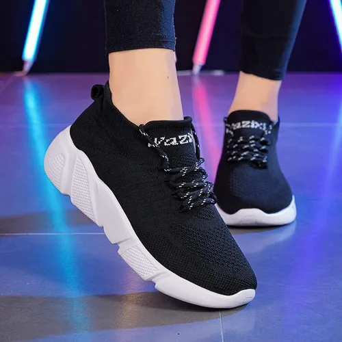 Vista 7 de Zapatos para caminar para mujer, zapatos de moda, zapatos de tacón de cuña de malla, mocasines de plataforma