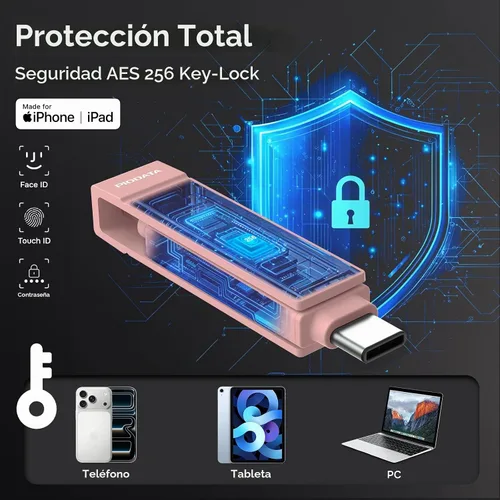 Vista 4 de Memoria MFi para iPhone de 128 GB, copia de seguridad de Morandi Rosa