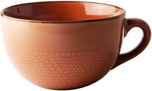 Vista 2 de Colias Wing Taza de café de cerámica con diseño de relieve de puntos de la serie clásica de 24 onzas, taza de viaje, beige, verde, amarillo, rosa