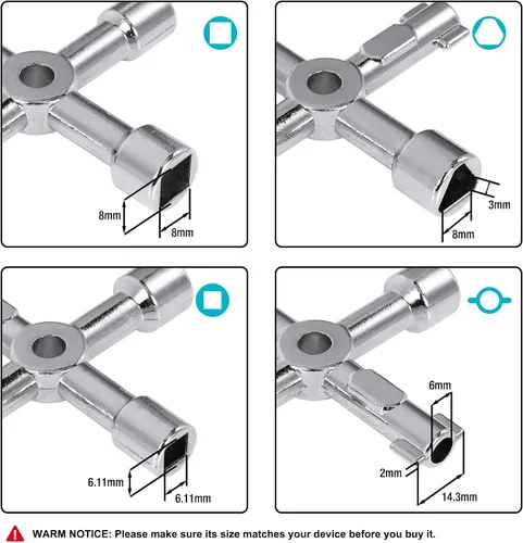 Vista 2 de Duratech - Llave de utilidad de 4 vías, llave de agua multifuncional, paquete de 1, para válvula, grifo y espigas