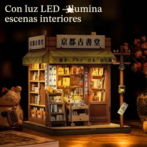 Vista 2 de Fsolis Kit de rincón de libro japonés - Kit de casa en miniatura de bricolaje